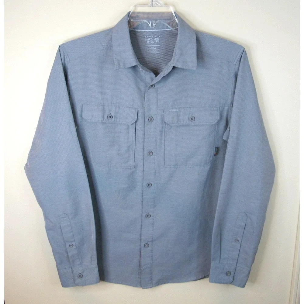 Mountain HardWear Button UP Short Sleeve Tech Wear Gray Casual Shirt Men's M